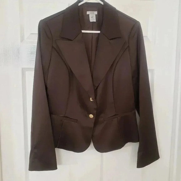 Cache Chocolate Brown Satin Look Jacket - Picture 1 of 4